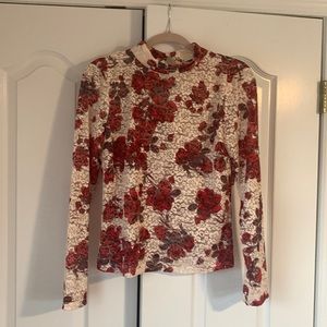 Zara floral lace long sleeve top
